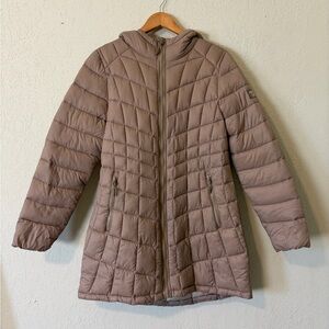 Reebok Womens Glacier Shield Hooded Jacket Taupe Medium Puffer Outdoor Jacket
